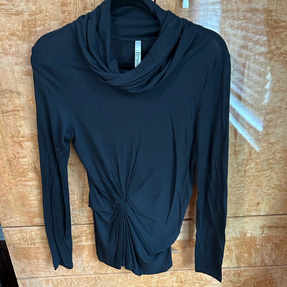 Elegant Black Draped Women's Blouse